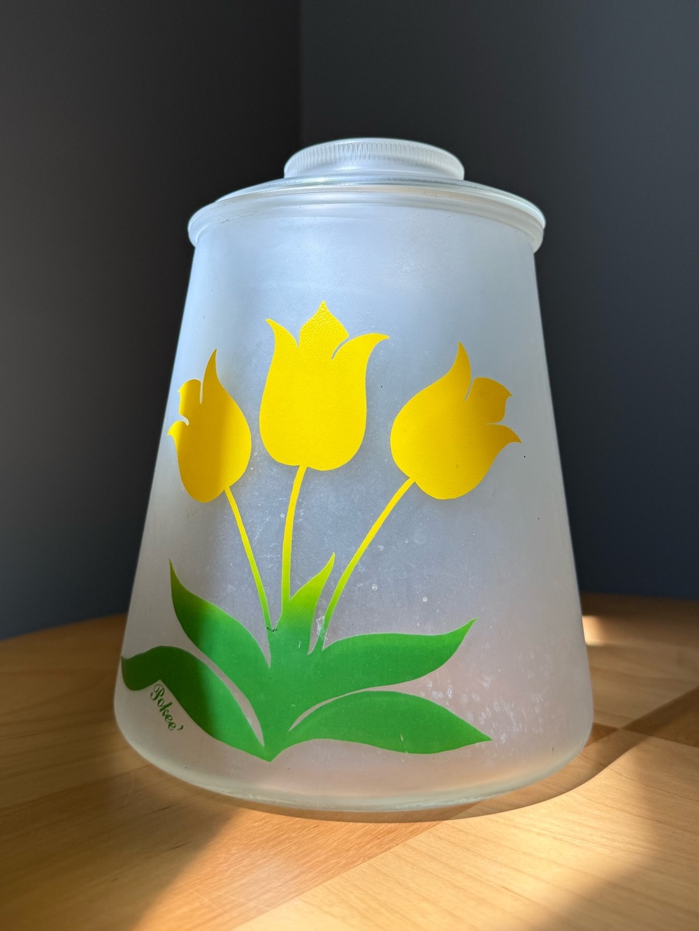 Bartlett Collins c1960s Vintage Yellow Tulip Glass Cookie Spring Kitchen Decor